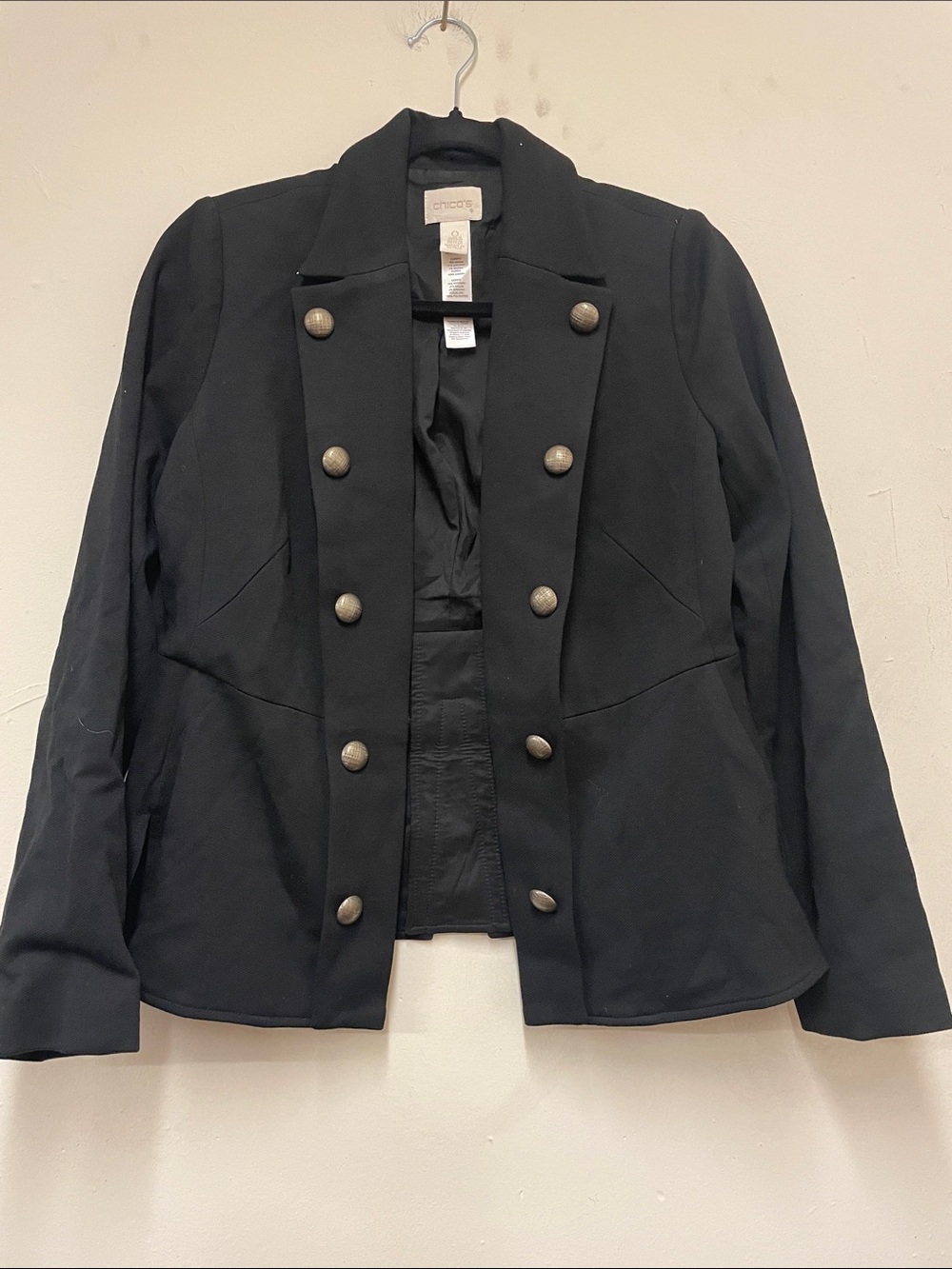 Chico's Black Military-Style Buttoned Blazer Size 0